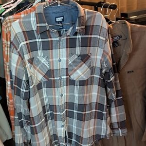 Lands' End Checkered Flannel Shirt in Brown and Cream